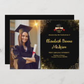 Elegant goud en zwart Afstuderen Kaart (Voorkant / Achterkant)