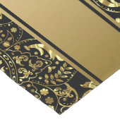 Elegant goud en zwart bloemenkant & strepen lange tafelloper (Hoek)