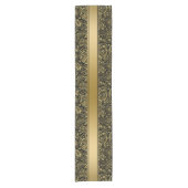 Elegant goud en zwart bloemige Paisley & Stripes Korte Tafelloper (Voorkant)