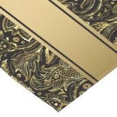 Elegant goud en zwart bloemige Paisley & Stripes Korte Tafelloper (Hoek)