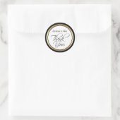 Elegant Goud en Zwart Custom Dank u Ronde Sticker (Tas)