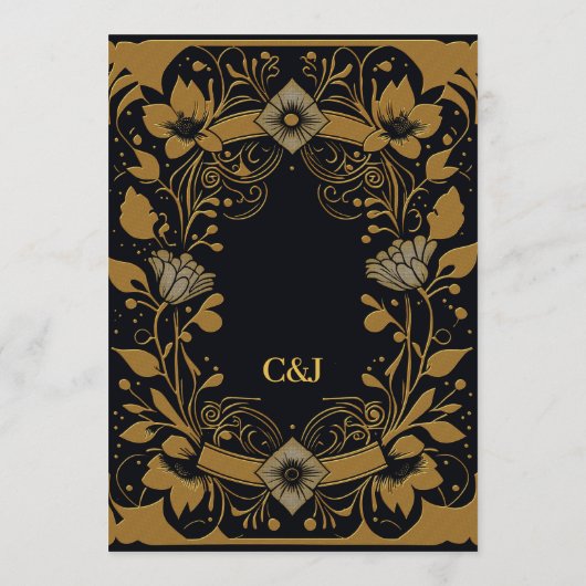 Elegant goud- en zwart design menu (Achterkant)