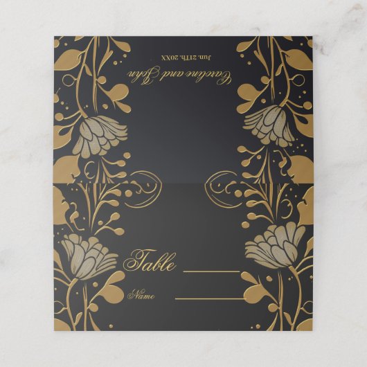 Elegant goud- en zwart design plaatskaartje (Buitenkant ongevouwen)