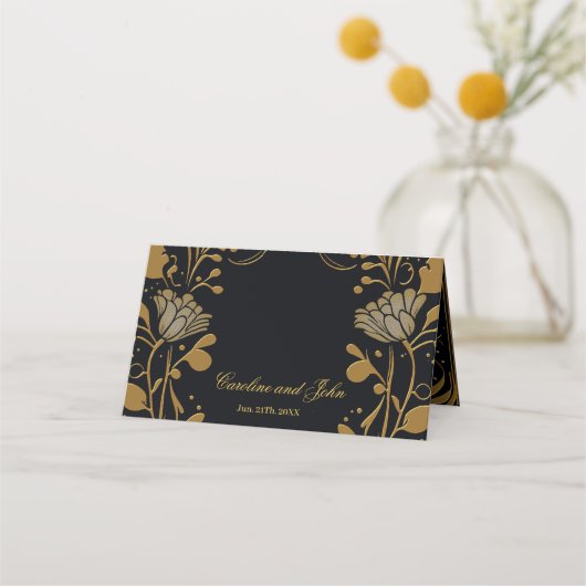 Elegant goud- en zwart design plaatskaartje (Achterkant)