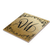 Elegant goud en zwart drie Initialen Tegeltje (Zijkant)