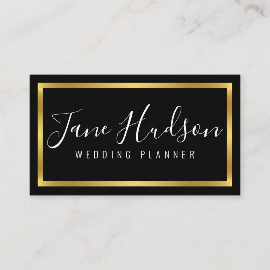 Elegant Goud en Zwart Eenvoudig Minimalistisch Bew Visitekaartje (Voorkant)