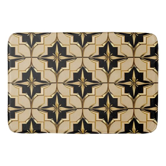 Elegant goud en zwart geometrisch patroon badmat (Voorkant)