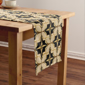 Elegant goud en zwart geometrisch patroon korte tafelloper (Voorbeeld)