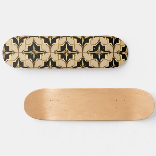 Elegant goud en zwart geometrisch patroon persoonlijk skateboard (Horizontaal)