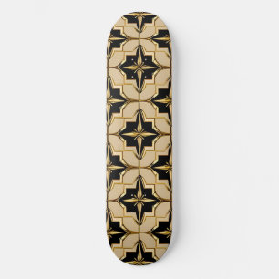 Elegant goud en zwart geometrisch patroon persoonlijk skateboard