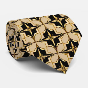 Elegant goud en zwart geometrisch patroon stropdas