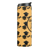 Elegant Goud en Zwart Graduation Cap Pattern Thermosbeker (Gedraaid links)