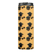 Elegant Goud en Zwart Graduation Cap Pattern Thermosbeker (Achterkant)