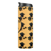 Elegant Goud en Zwart Graduation Cap Pattern Thermosbeker (Geroteerd rechts)