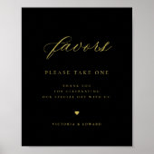 Elegant Goud en Zwart Huwelijksgunst Poster (Voorkant)