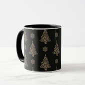 Elegant goud- en zwart kerstpatroon mok (Voorkant links)