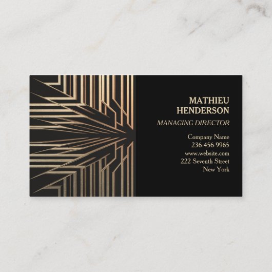 Elegant goud en zwart luxe modern visitekaartje (Achterkant)