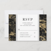Elegant goud en zwart marmer bruiloft RSVP (Voorkant)