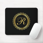 Elegant goud en zwart medaillon monogram muismat (Met muis)