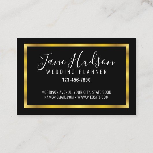 Elegant goud en zwart minimalistisch Europees Visitekaartje (Achterkant)