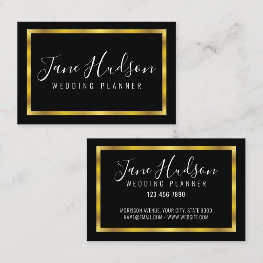 Elegant goud en zwart minimalistisch Europees Visitekaartje (Voorkant / Achterkant)