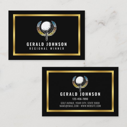 Elegant Goud en Zwart Minimalistisch Visitekaartje (Voorkant / Achterkant)