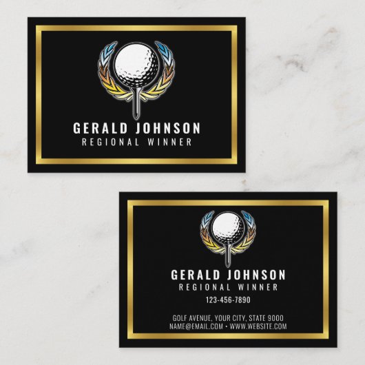 Elegant Goud en Zwart Minimalistisch Visitekaartje (Voorkant / Achterkant)