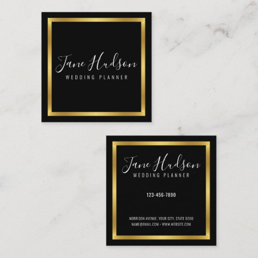 Elegant Goud en Zwart Minimalistisch Visitekaartje (Voorkant / Achterkant)