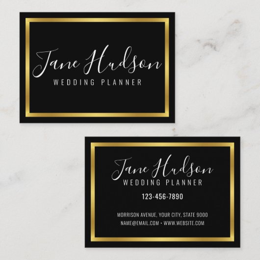 Elegant Goud en Zwart Minimalistisch Visitekaartje (Voorkant / Achterkant)