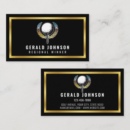 Elegant Goud en Zwart Minimalistisch Visitekaartje (Voorkant / Achterkant)