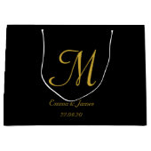 Elegant Goud en Zwart Monogram Naam Gepersonalisee Groot Cadeauzakje (Voorkant)