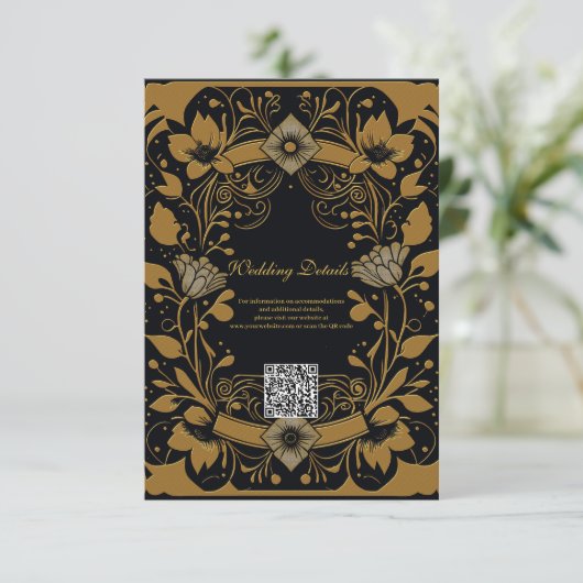 Elegant goud-en-zwart ontwerp informatiekaartje (Staand voorkant)