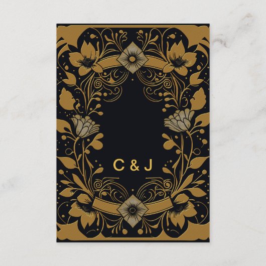 Elegant goud-en-zwart ontwerp informatiekaartje (Achterkant)