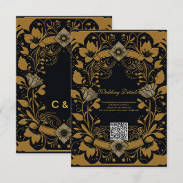 Elegant goud-en-zwart ontwerp informatiekaartje