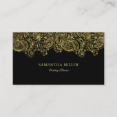 Elegant Goud en Zwart Paisley Bruiloft Planner Visitekaartje (Voorkant)