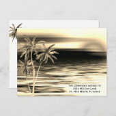 Elegant Goud en Zwart Palmbomen Zonsondergang Bewe Aankondigingskaart (Voorkant / Achterkant)