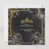 Elegant Goud en Zwart Rozen Prinses Quinceañera Kaart (Achterkant)
