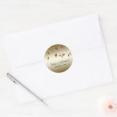 Elegant Goud en Zwart, Vallende bladeren Ronde Sticker (Envelop)
