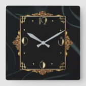 Elegant goud en zwart vierkante klok (Voorkant)