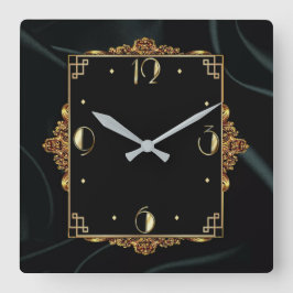 Elegant goud en zwart vierkante klok