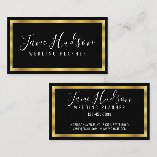 Elegant Goud en Zwart Visitekaartje 3.5x2.0 (Voorkant / Achterkant)