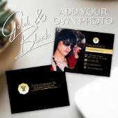 Elegant goud en zwart, voeg eigen foto en aangepas visitekaartje