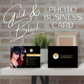 Elegant goud en zwart, voeg eigen foto en aangepas visitekaartje