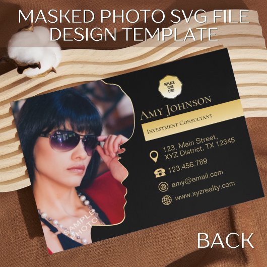 Elegant goud en zwart, voeg eigen foto en aangepas visitekaartje