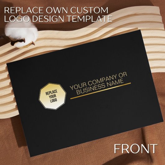 Elegant goud en zwart, voeg eigen foto en aangepas visitekaartje