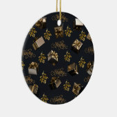 Elegant goud en zwart vrolijk kerstfeest keramisch ornament (Rechts)