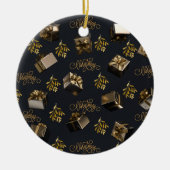 Elegant goud en zwart vrolijk kerstfeest keramisch ornament (Voorkant)