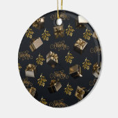Elegant goud en zwart vrolijk kerstfeest keramisch ornament (Links)