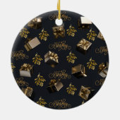 Elegant goud en zwart vrolijk kerstfeest keramisch ornament (Achterkant)