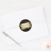 Elegant goud en zwart wervelontwerp - pas het aan ronde sticker (Envelop)